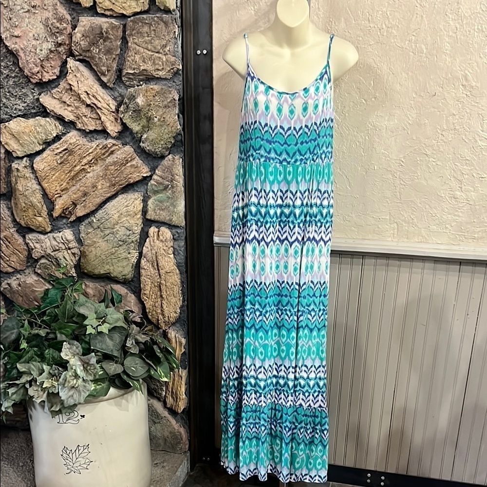 Mossimo Supply Co Blue and White Sleeveless Sundress
